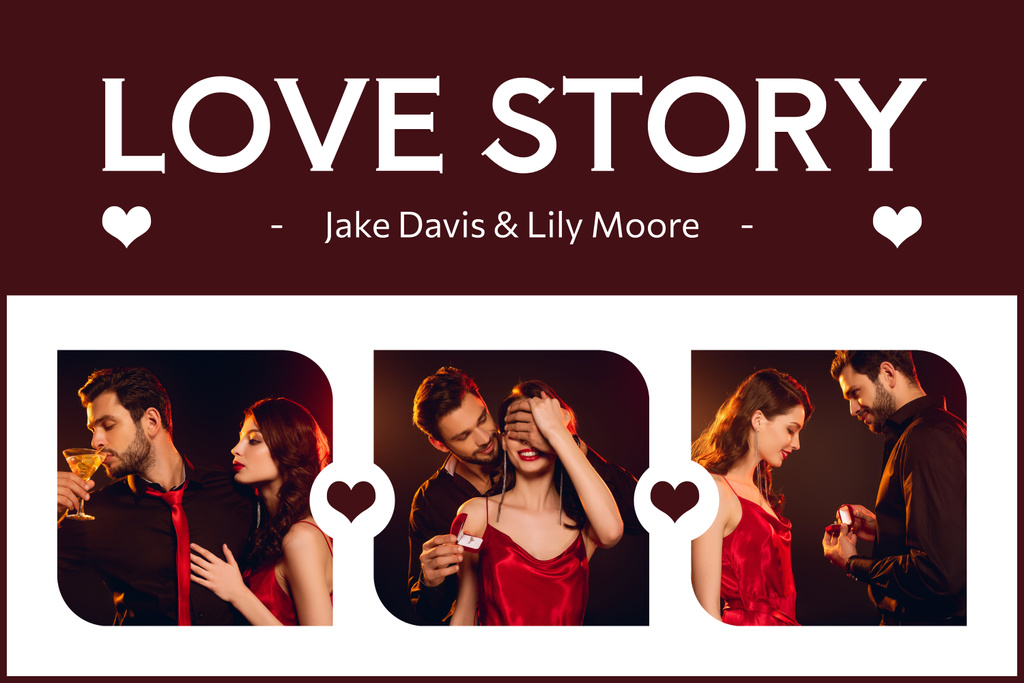 Love Story With Ring Due Valentine's Day Mood Board Šablona návrhu