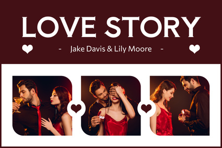 Love Story With Ring Due Valentine's Day Mood Board Design Template