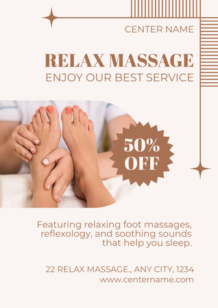 Professional Foot Massage at Spa Center Poster Design Template