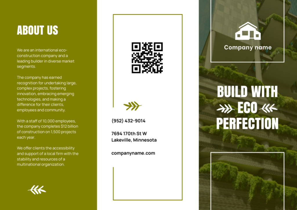 Green Construction Company Brochure Design Template