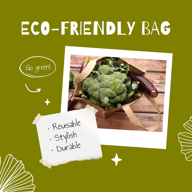 Durable Cotton Bags With Veggies Promotion Animated Post – шаблон для дизайну
