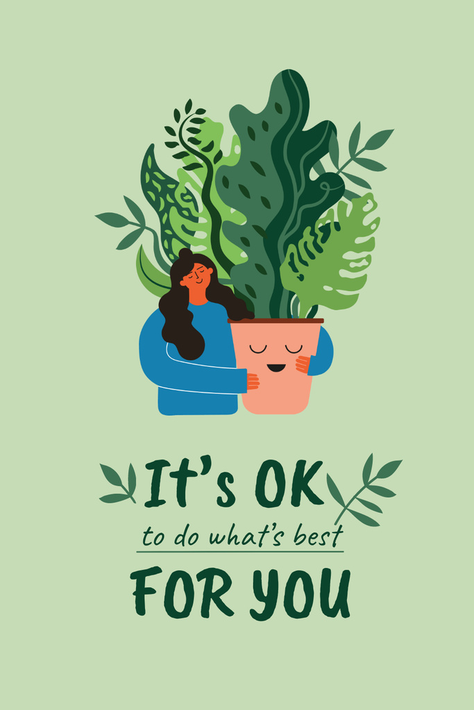 Ontwerpsjabloon van Pinterest van Mental Health Inspiration with Woman holding Plant