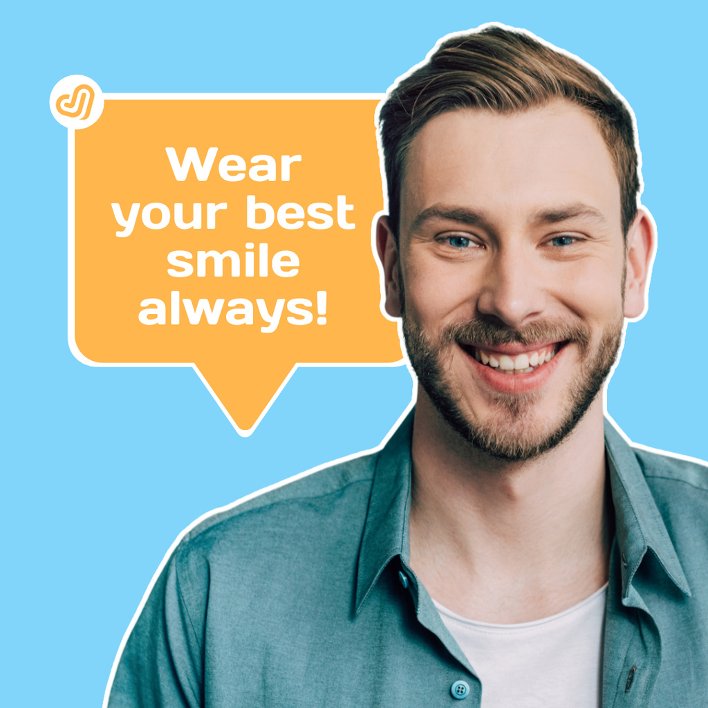 Designvorlage Motivational Phrase with Smiling Man für Instagram