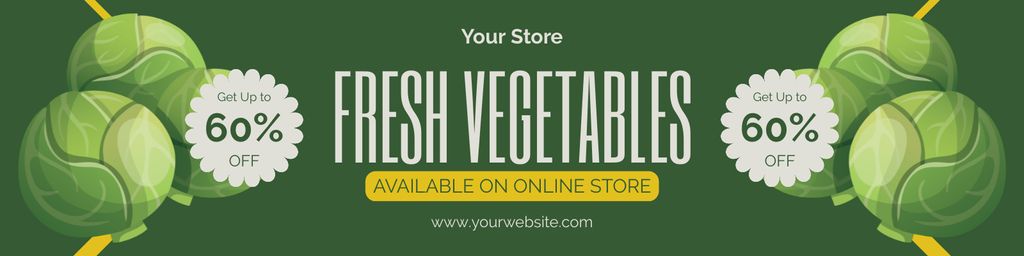 Fresh Discount Vegetables with Green Cabbage Illustration Twitter tervezősablon