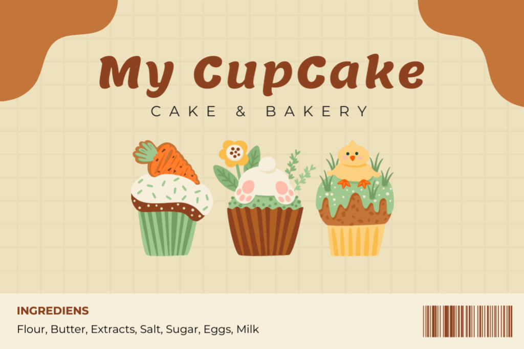 Cupcakes and Desserts Retail Label Tasarım Şablonu