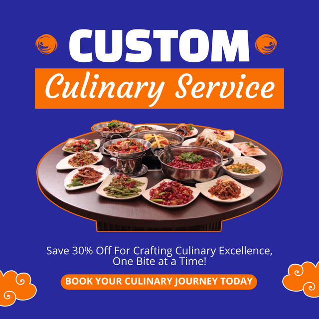 Custom Catering Services with Snacks on Table Instagram tervezősablon