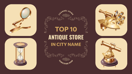 Set Of Best Antique Stores In City With Precious Stuff Youtube Thumbnail Design Template