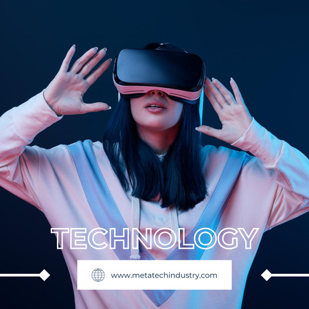Реклама современной технологии виртуальной реальности Instagram – шаблон для дизайна