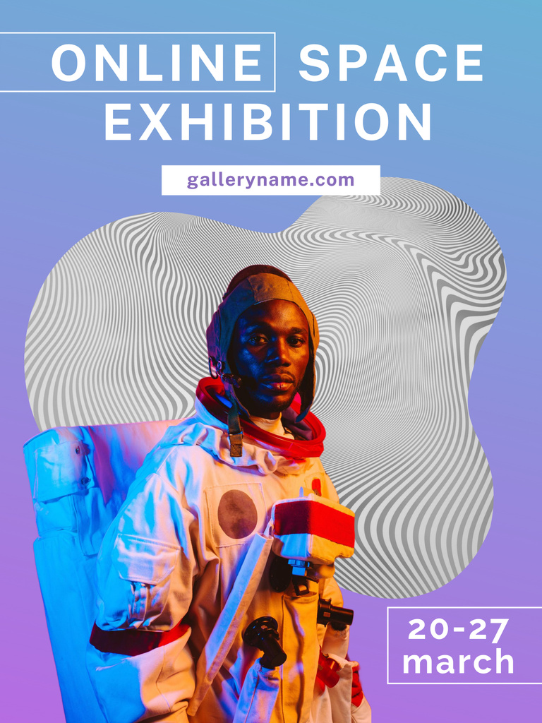 Man in Spacesuit for Psychedelic Exhibition Poster 36x48in – шаблон для дизайну