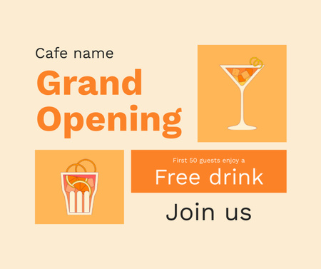 Template di design Inaugurazione del bar con drink di benvenuto gratuito Facebook