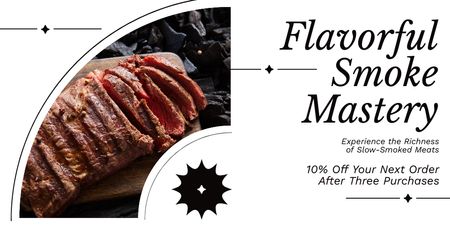 Plantilla de diseño de Descuento en próxima compra en Meat Market Twitter 