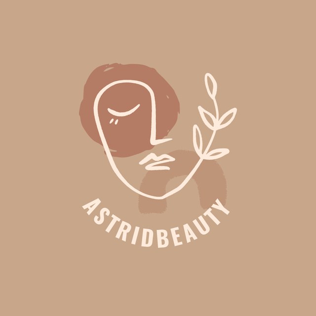 Beauty Salon Ad with Creative Female Portrait Logo Design Template