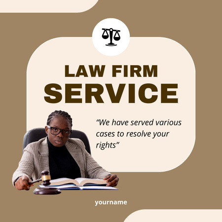 Highly Qualified Law Firm Services Offer with Scales Instagram Design Template