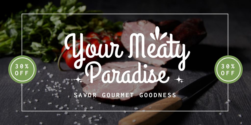 Meat Vendor's Offer for Your Cuisine Twitter tervezősablon