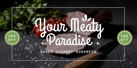Template di design L'offerta del venditore di carne per la tua cucina Twitter