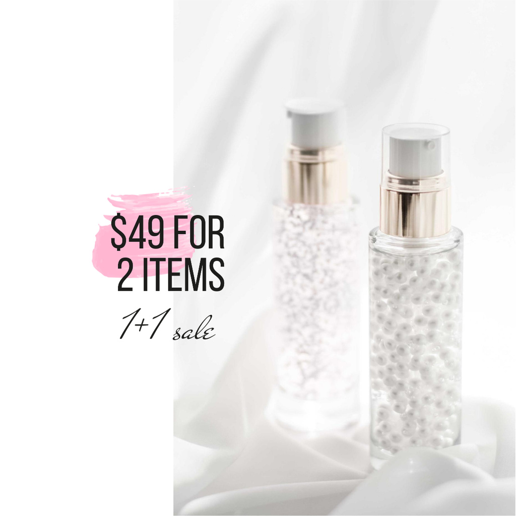 Skincare product ad with cream in Bottles Instagram AD Modelo de Design