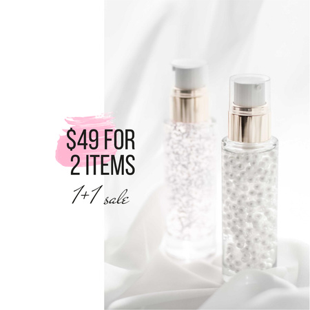 Skincare product ad with cream in Bottles Instagram AD Modelo de Design