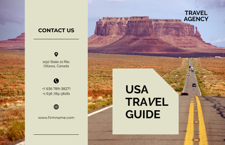 Travel Tour Offer to USA with highway Brochure 11x17in Bi-fold Design Template