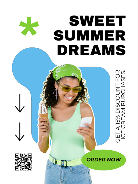 Ontwerpsjabloon van Poster US van Huge Summer Discount on Delicious Ice Cream