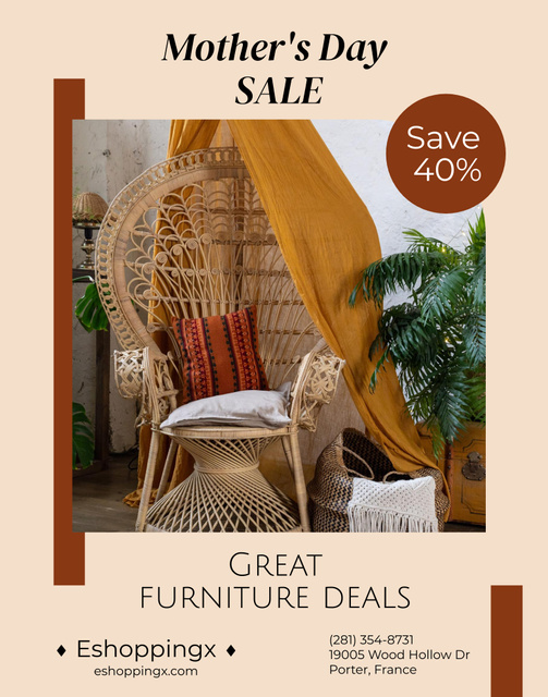 Rattan Furniture Discount Poster 22x28in Design Template