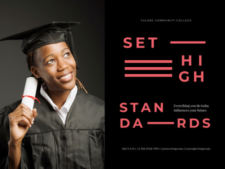 Boldog, mosolygós diplomával rendelkező diplomás Poster 18x24in Horizontal tervezősablon