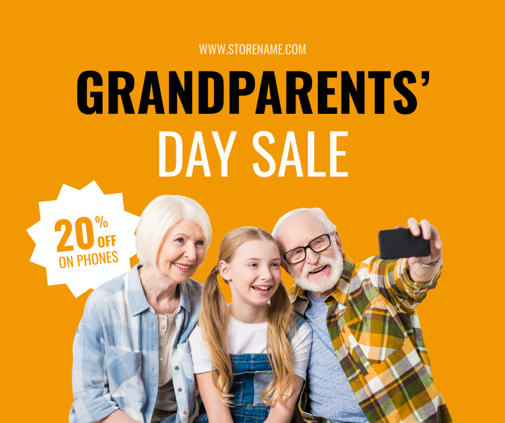 Grandparents' Day Sale Announcement Facebookデザインテンプレート
