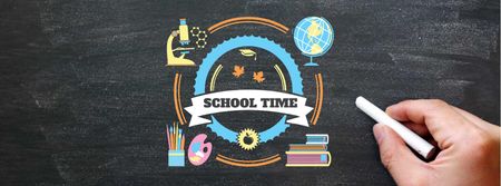 Plantilla de diseño de Back to School Announcement with Piece of Chalk Facebook cover 