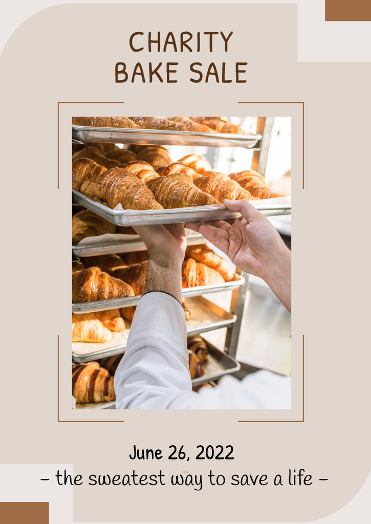 Charity Bakery Sale Ad with Fresh Bred Poster A3 Design Template