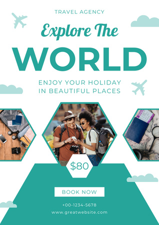 World Exploration and Tourism Collage Poster Design Template