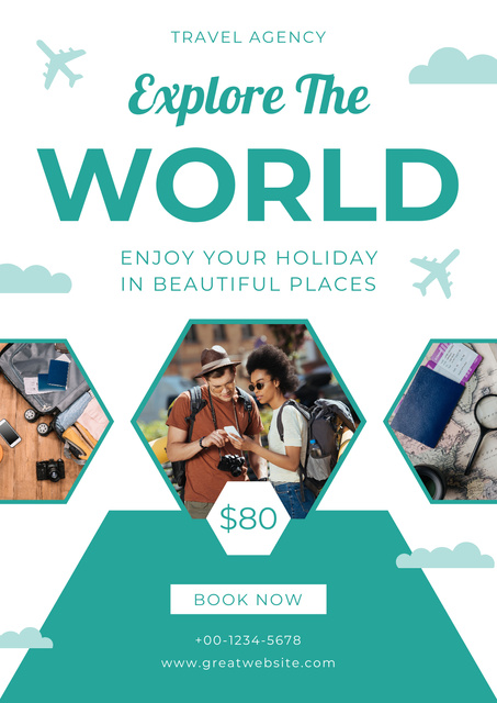 World Exploration and Tourism Collage Poster Design Template