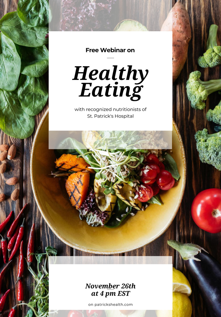 Plantilla de diseño de Announcement of Free Webinar about Healthy Eating Poster 28x40in 