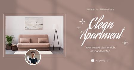 Template di design offerta agenzia di pulizia con appartamento Facebook AD