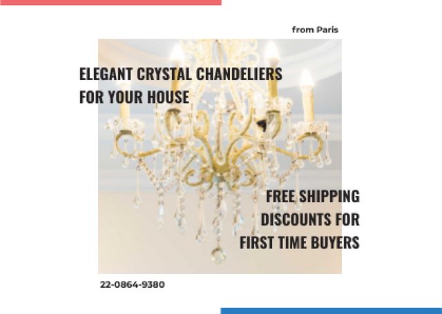Elegant crystal chandeliers shop Card Design Template