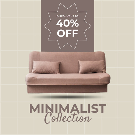 Designvorlage Möbelangebot mit stilvollem Sofa für Instagram
