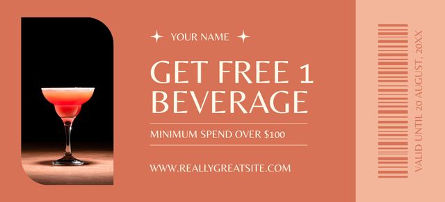 Template di design Alcohol Drinks Discount Voucher Coupon 3.75x8.25in