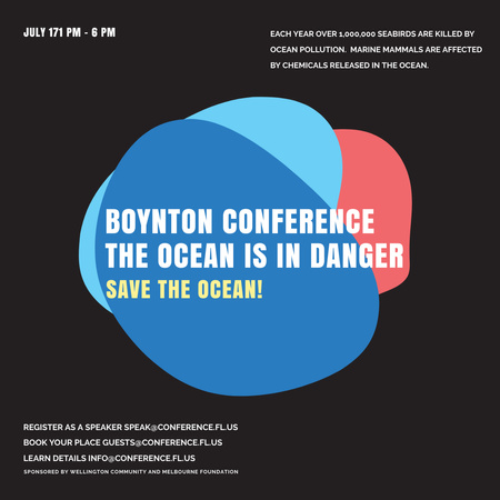Анонс экологической конференции о красочных кляксах Instagram – шаблон для дизайна