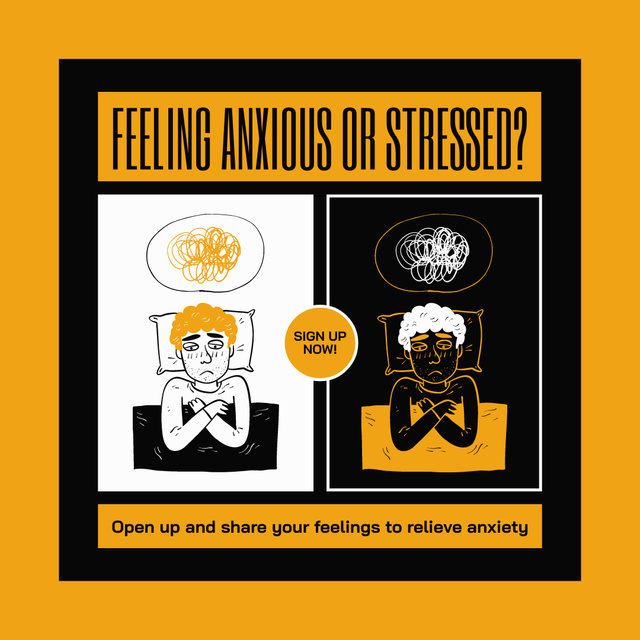 Ontwerpsjabloon van Instagram AD van Sign Up To Relieve Anxiety And Stress