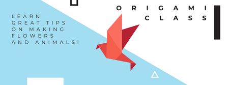 Origami Class Invitation on Blue Facebook cover Design Template