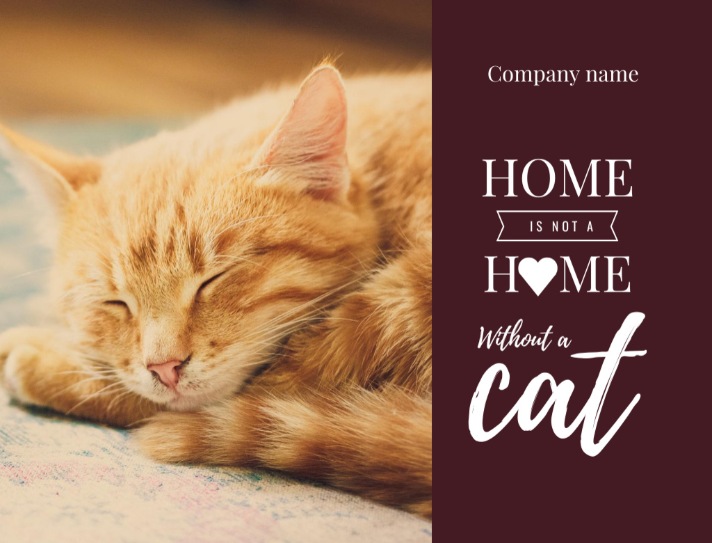 Inspirational Phrase about Cat at Home Postcard 4.2x5.5in Design Template