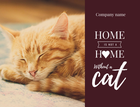 Cute Сat sleeping at Home Postcard 4.2x5.5in Design Template