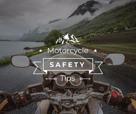 Motorcycle safety tips with Bike on road Facebook Design Template
