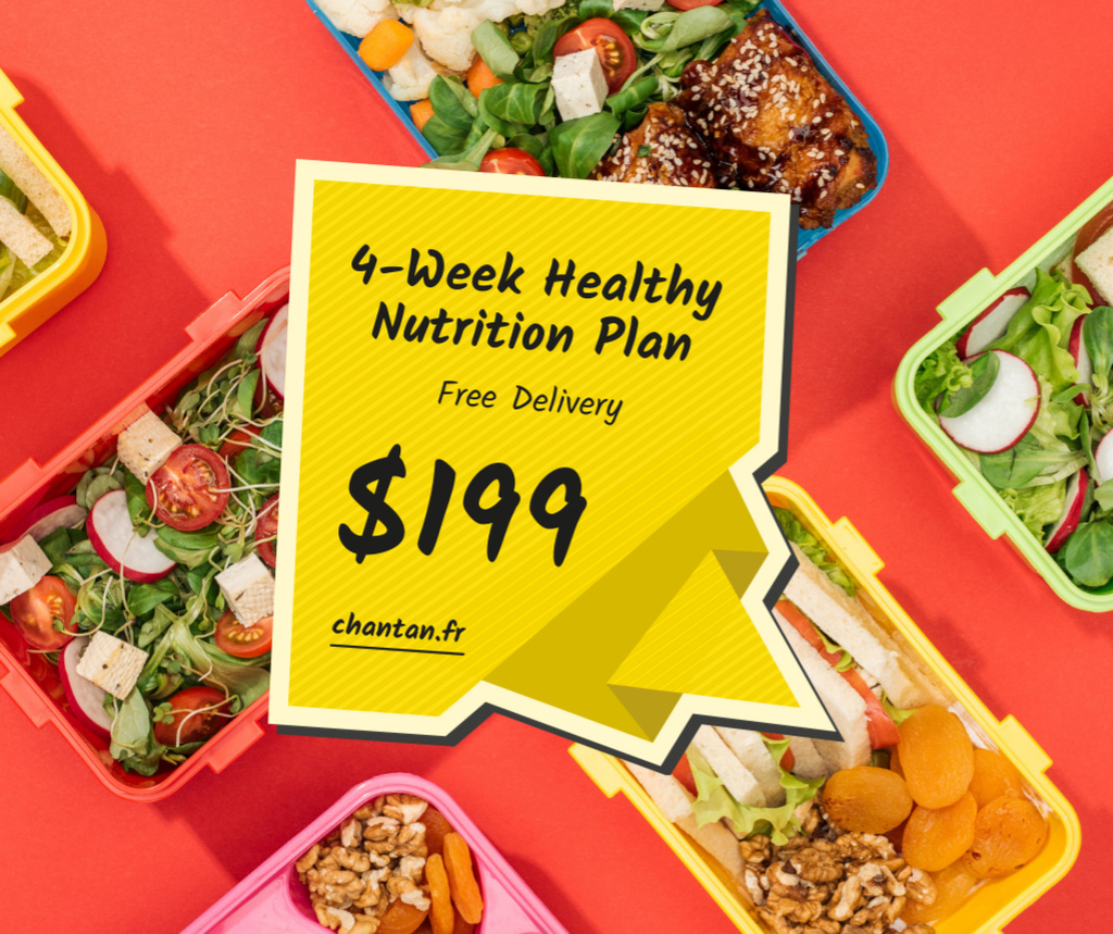 Nutrition Plan menu with Healthy Food Facebook Design Template