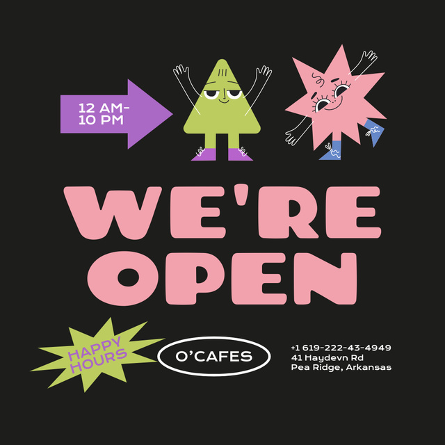 Simple Announcement of Cafe Opening Instagram Tasarım Şablonu