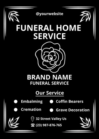 Funeral Home Advertising on Black Flayer Design Template