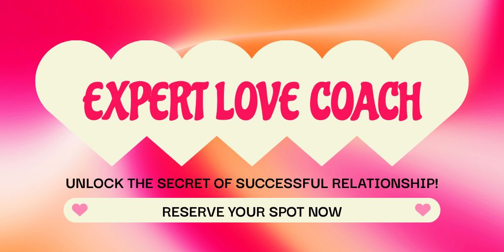 Ontwerpsjabloon van Twitter van Expert Love Coach Promotion on Vivid Colorful Gradient