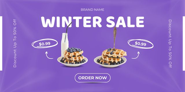 Ontwerpsjabloon van Twitter van Waffle Winter Sale Announcement