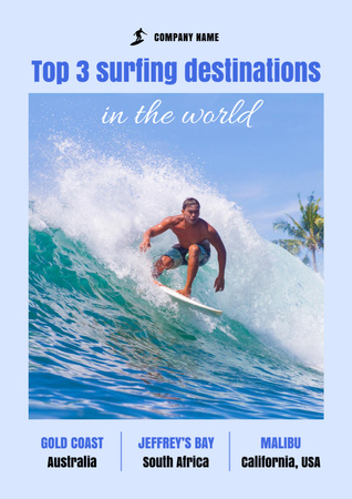 Surfing Destinations Ad Poster A3 Design Template