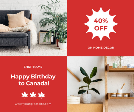 Home Decor Discount Offer on Canada Day Facebook Design Template