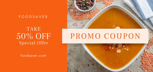 Appetizing Soup Discount Offer Coupon Din Large Design Template