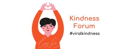 Modèle de visuel Charity Forum Announcement with Girl showing Heart - Facebook cover
